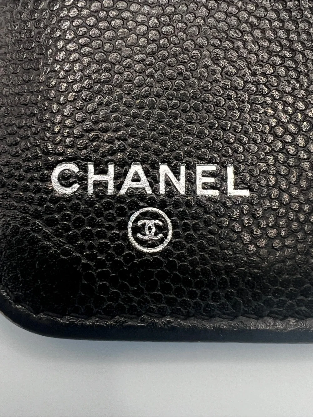 **Rare** CHANEL Black Caviar Leather iPad Tablet Case Holder w/ Folding Stand CC